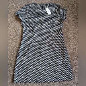 NWT Spanx Ponte Black White Jacquard Mini Dress Women's L